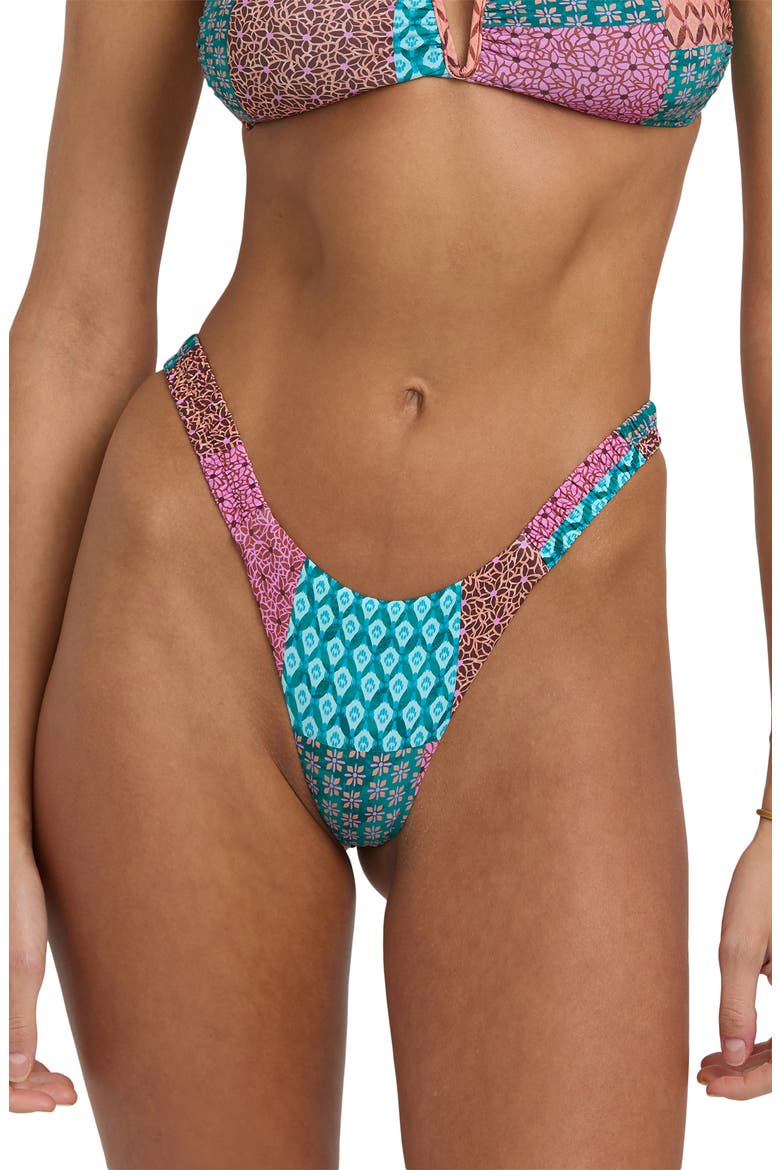 Patch It Up Sunni Scrunch Bikini Bottoms, Alternate, color, AQUA MULTI