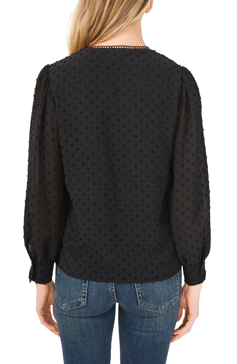 CeCe Clip Dot Long Sleeve Blouse, Alternate, color,