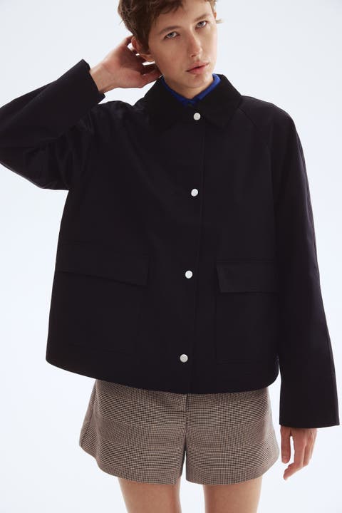 Jacket with corduroy collar