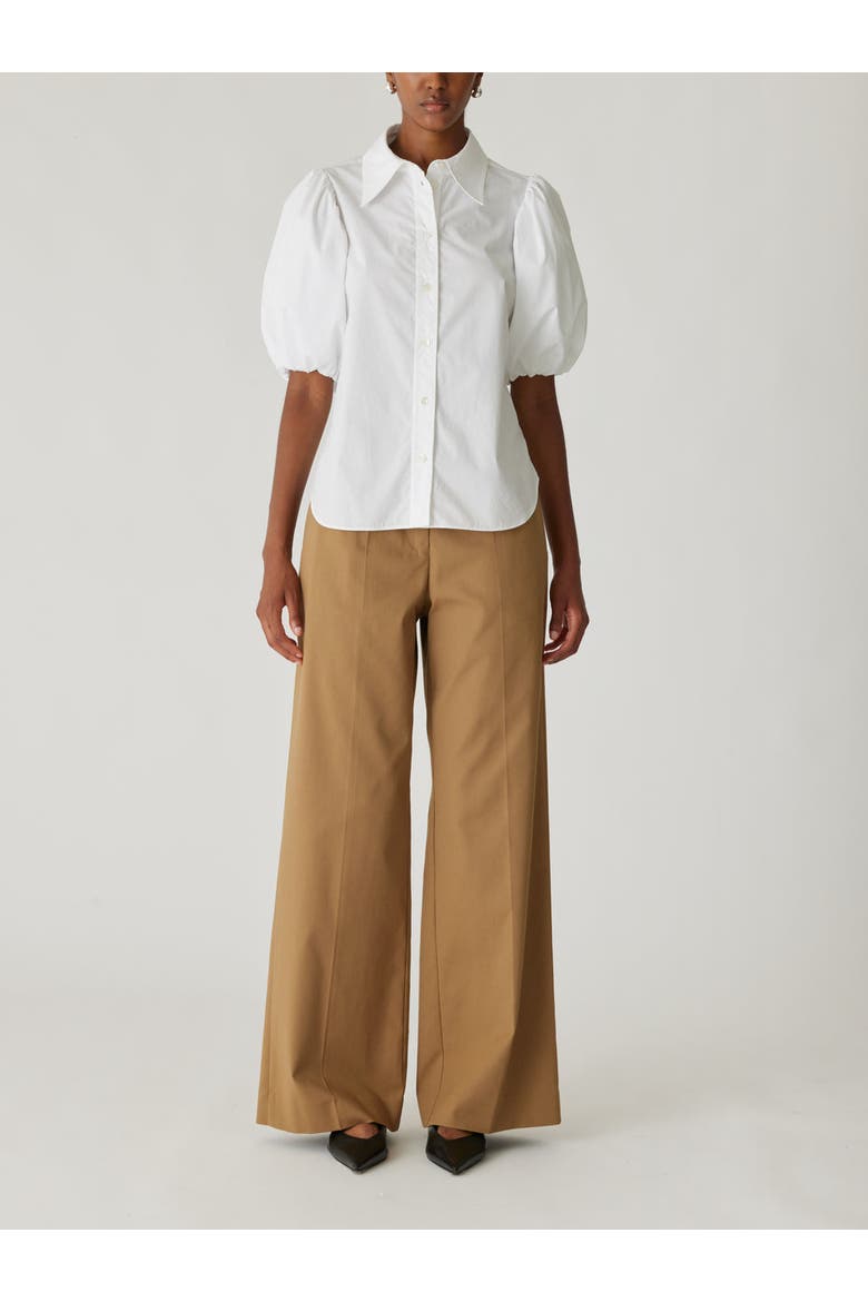 Puff Sleeve Button Down Shirt, Main, color, MILK