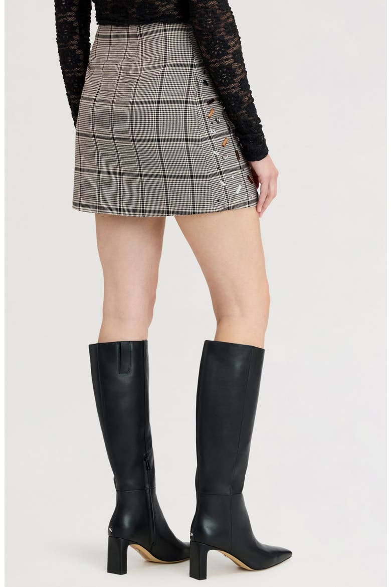 Embellished Plaid Miniskirt, Alternate, color, BLACK AND WHITE PLAID