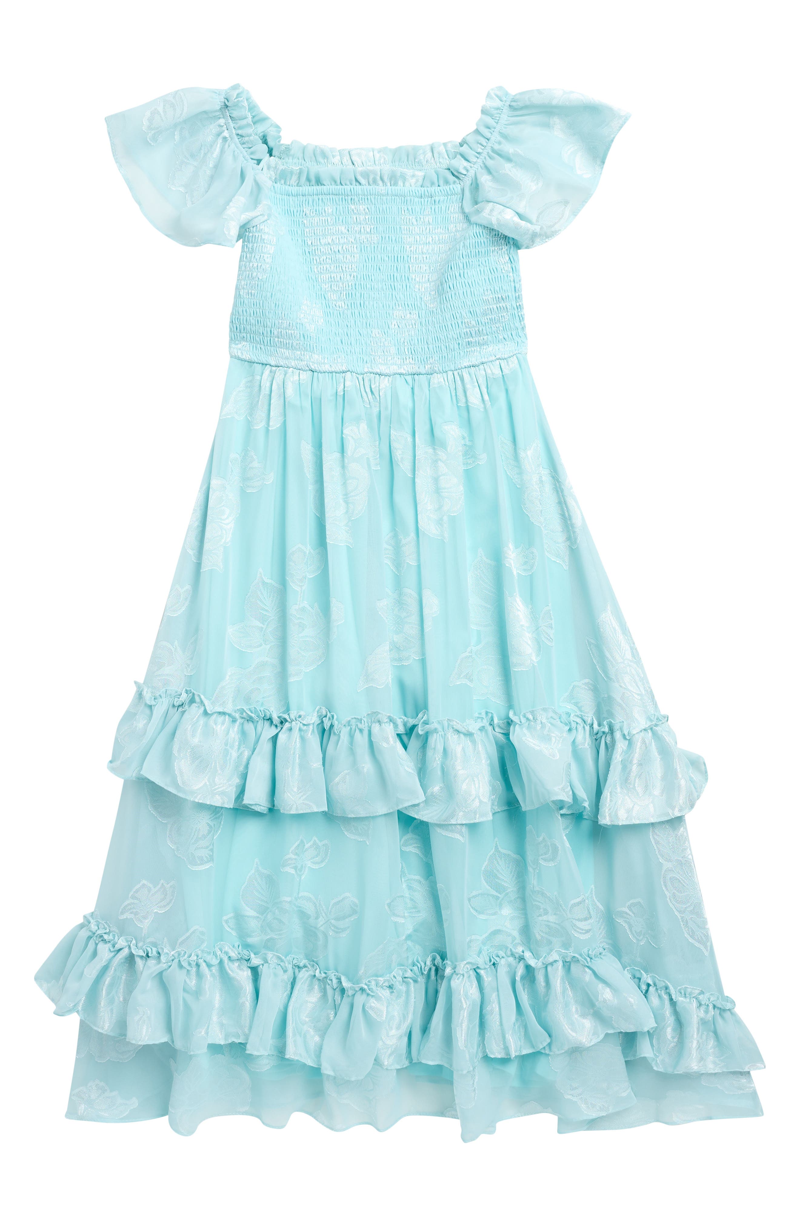 Rare Editions Kids' Smocked Floral Burnout Dress