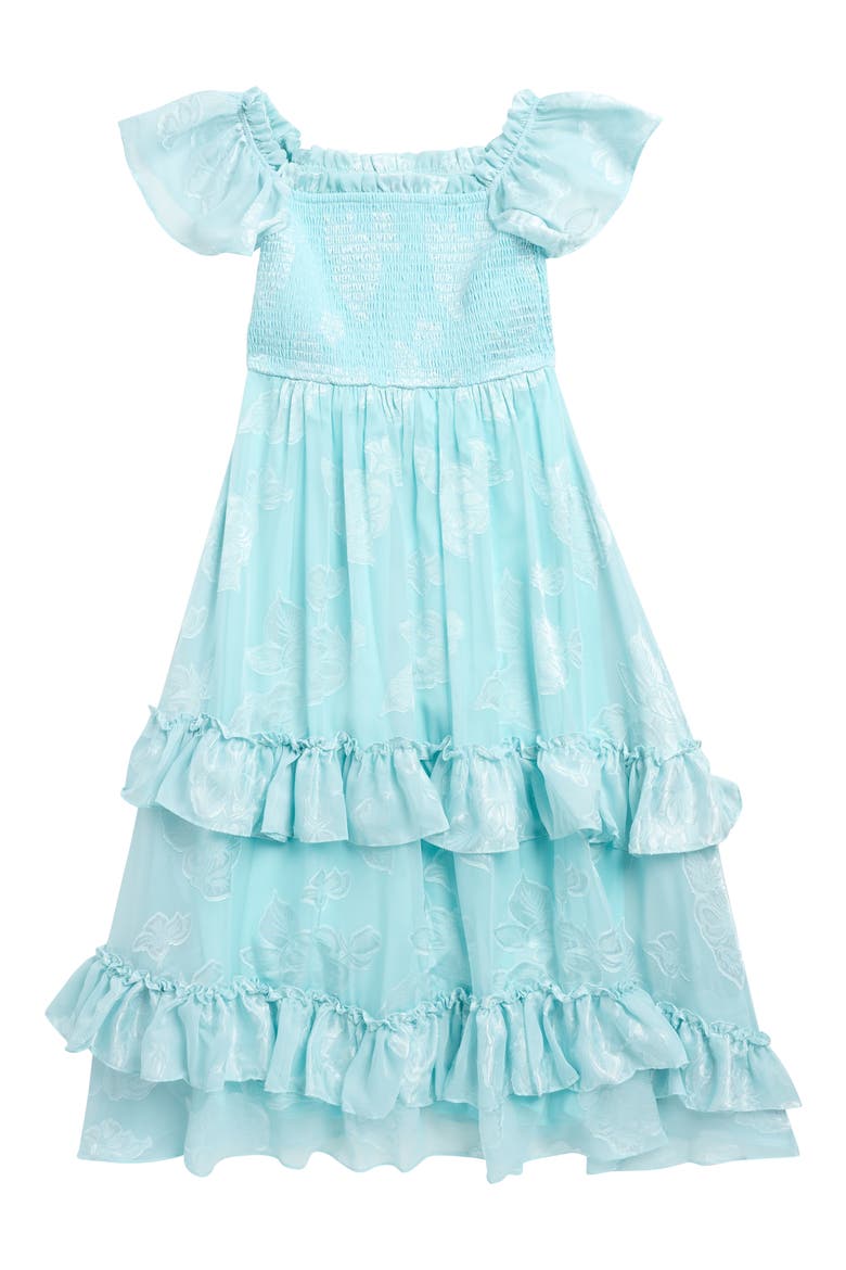 Kids' Smocked Floral Burnout Dress, Main, color, MINT