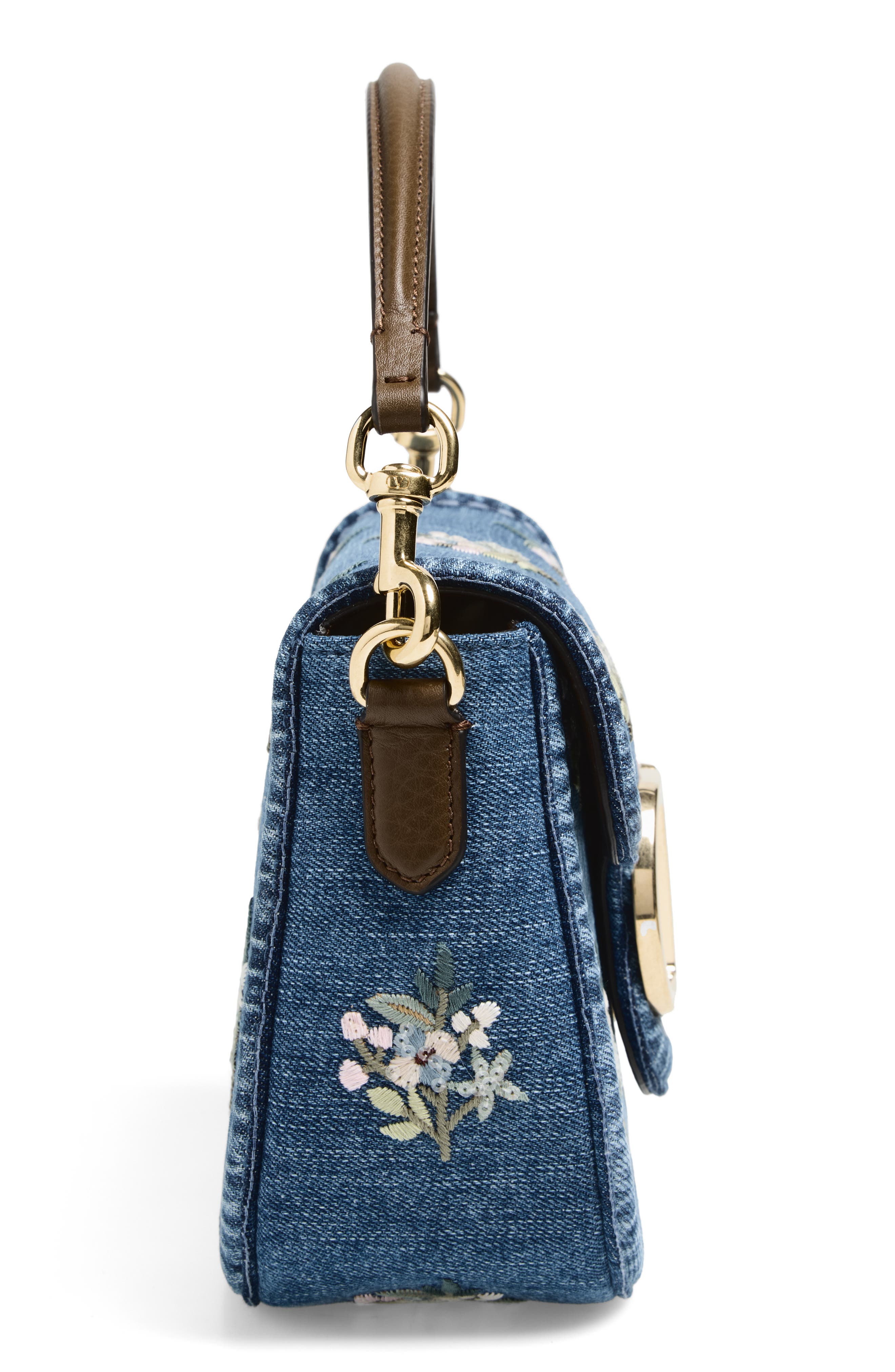 Valentino Garavani Alltime Denim Shoulder Bag, Alternate, color, Blue Multi