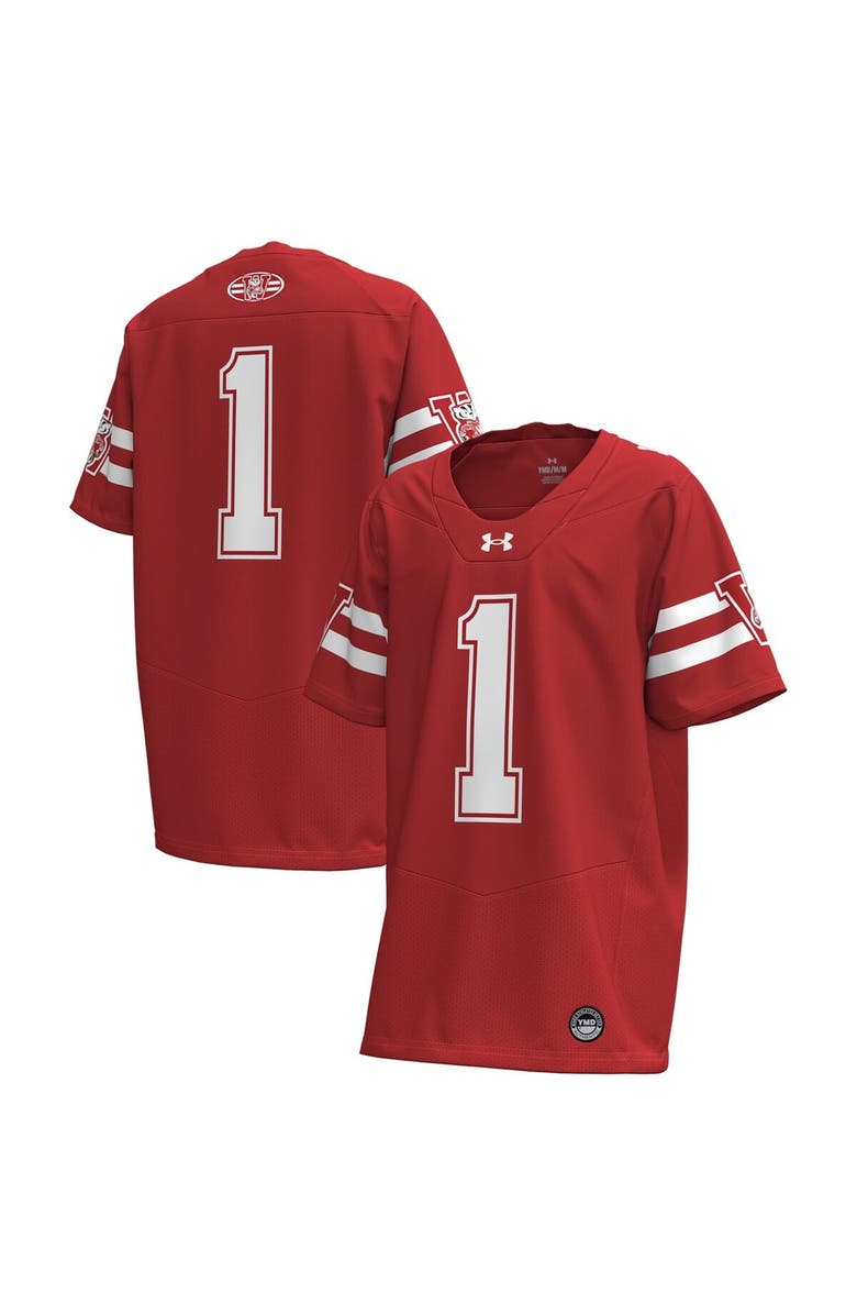Under Armour Youth Under Armour #1 Red Wisconsin Badgers 1980 Throwback Home Replica Game Jersey, Main, color, Red
