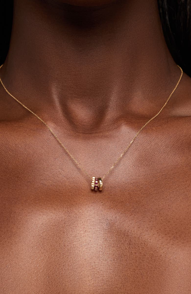 Ana Luisa Solid Yellow Gold - Ruby Zeno Charm Necklace, Alternate, color, 