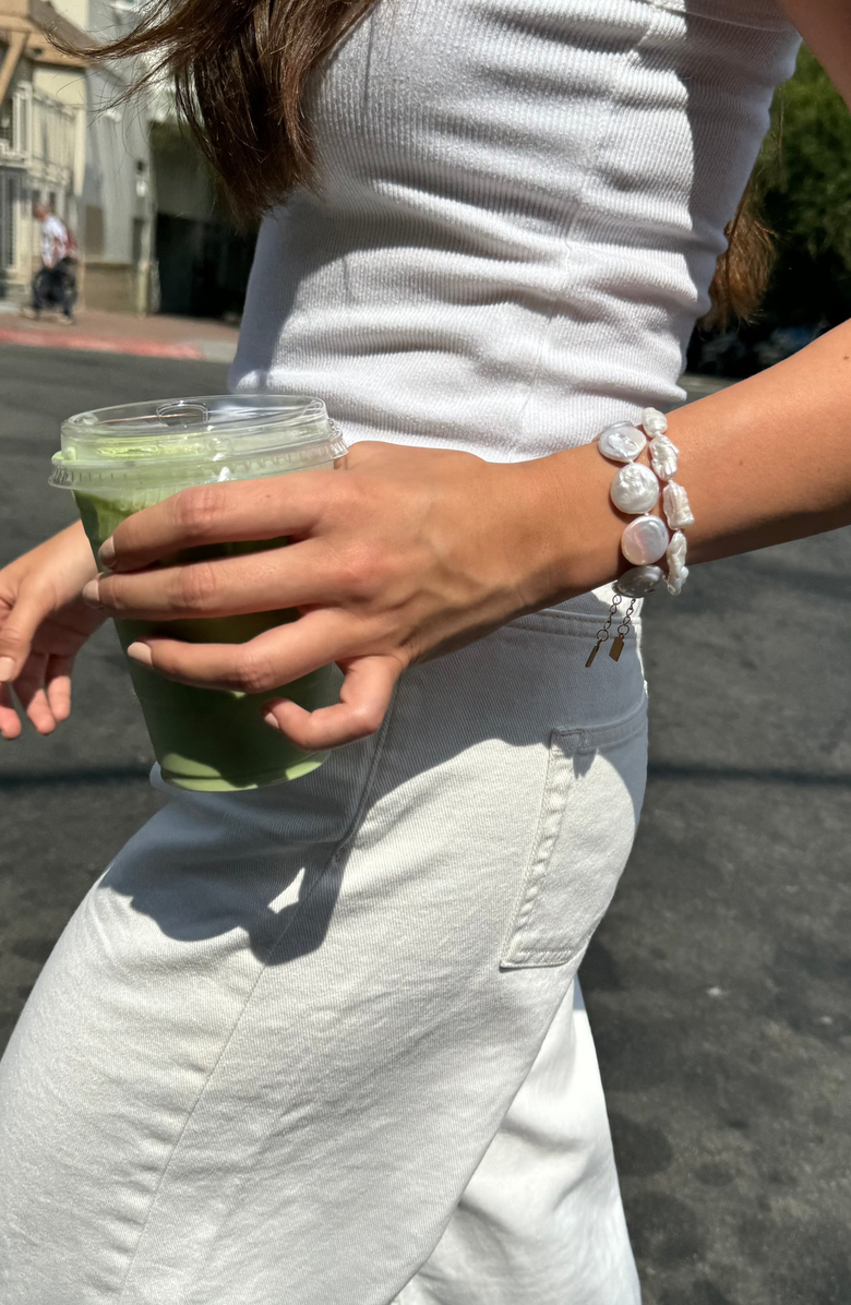 Joiana Jewelry Coin Pearl Bracelet, Alternate, color, Off White / Gold