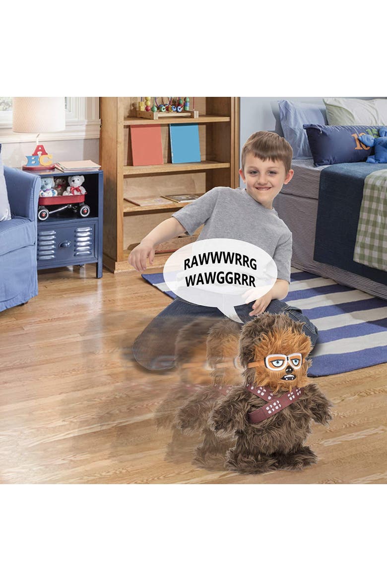 Star Wars Chewbacca Interactive Walk N' Roar | Moves & Makes Noise | 12" Plush w/ Millennium Falcon Pin, Alternate, color, Brown