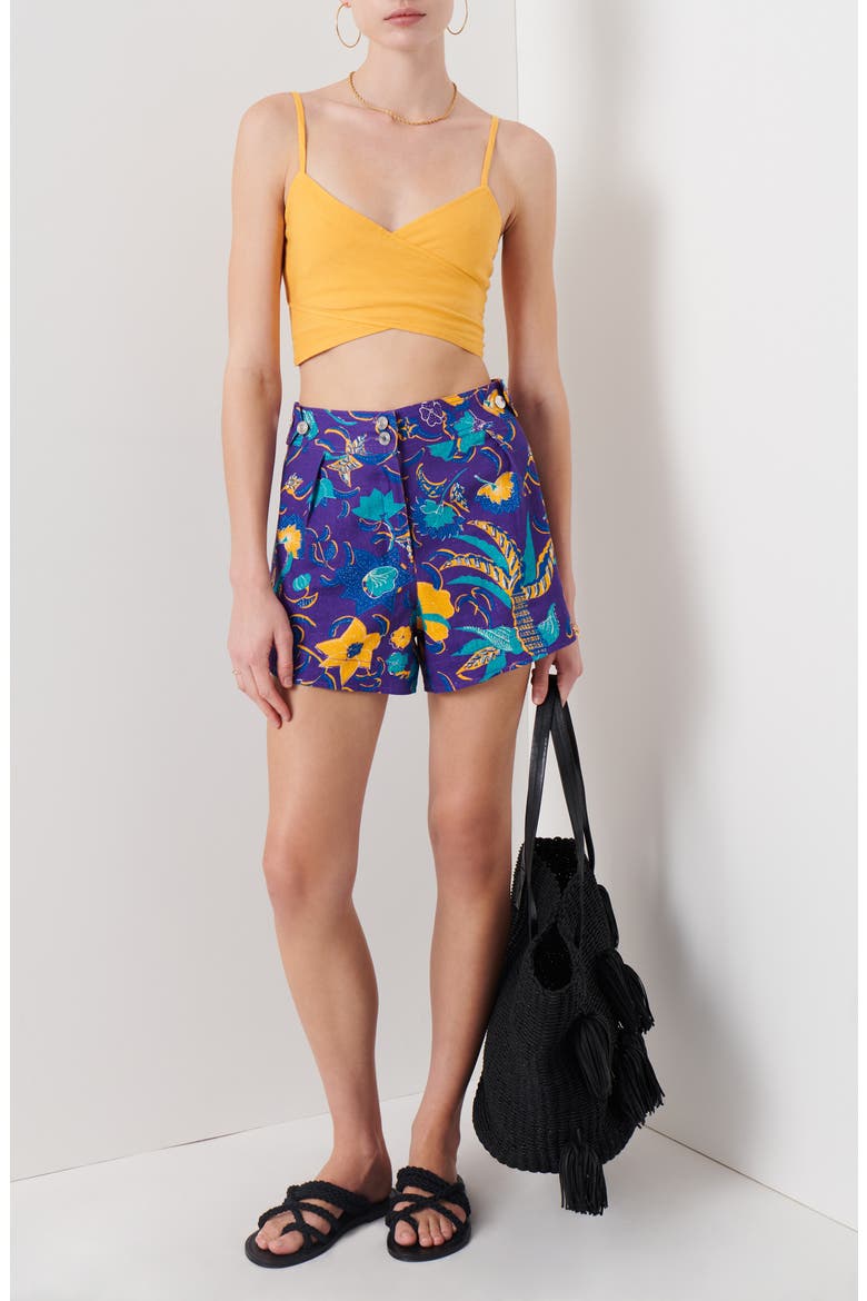 Mika Linen Blend Shorts, Alternate, color, PURPLE MULTI