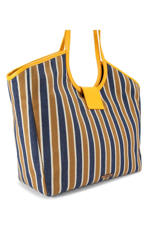 Kurt Geiger London Large Chelsea Stripe Tote Bag In Blue