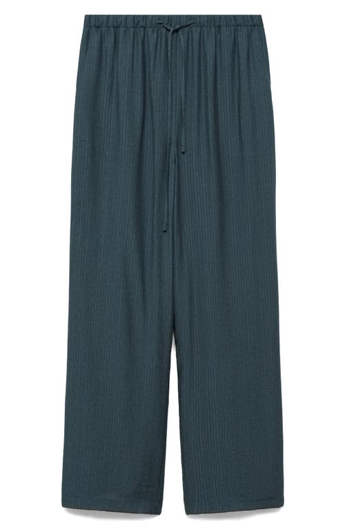 Mango Drawstring Waist Straight Leg Pants In Night Blue