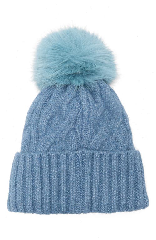 Melrose And Market Faux Fur Pompom Beanie In Blue