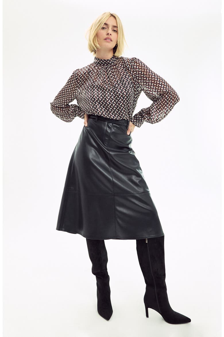 Faux Leather Skirt, Alternate, color, BLACK