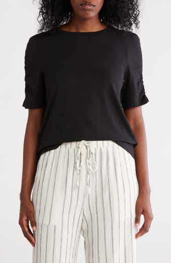 Caslon® Ruched Sleeve T-Shirt