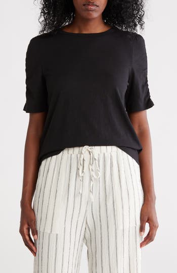 Caslon ® Ruched Sleeve T-shirt In Black