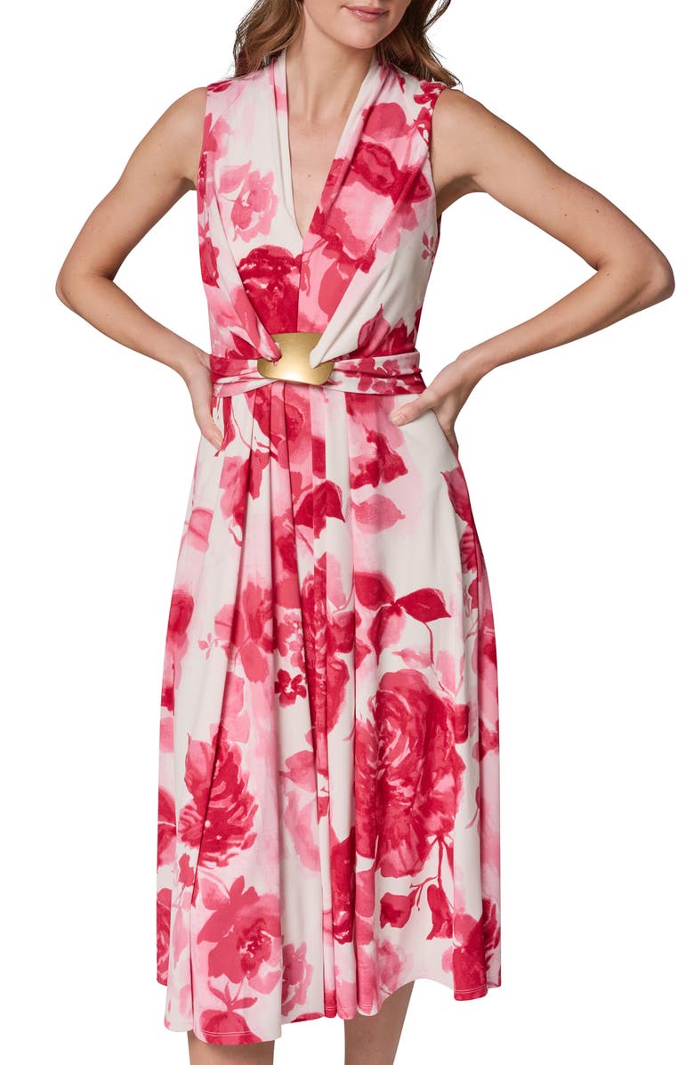 Donna Karan New York Floral Print Sleeveless Midi Dress, Alternate, color, Azalea Muli