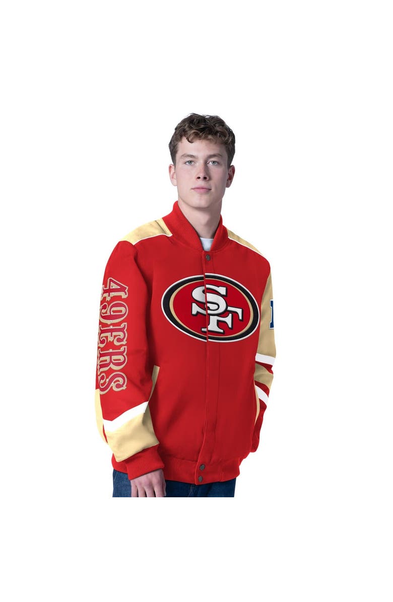 G-III SPORTS BY CARL BANKS Men's G-III Sports by Carl Banks Scarlet San Francisco 49ers Prime Time Full-Zip Racing Jacket, Main, color, Scarlet