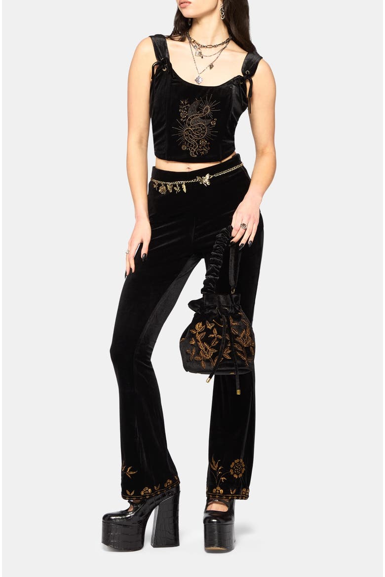 Kobra Velour Embroidered Flare Trouser, Alternate, color, Black