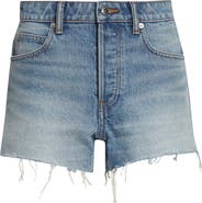 Alexander Wang Distressed Logo High Waist Denim Bite Shorts
