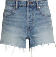 Alexander Wang Distressed Logo High Waist Denim Bite Shorts