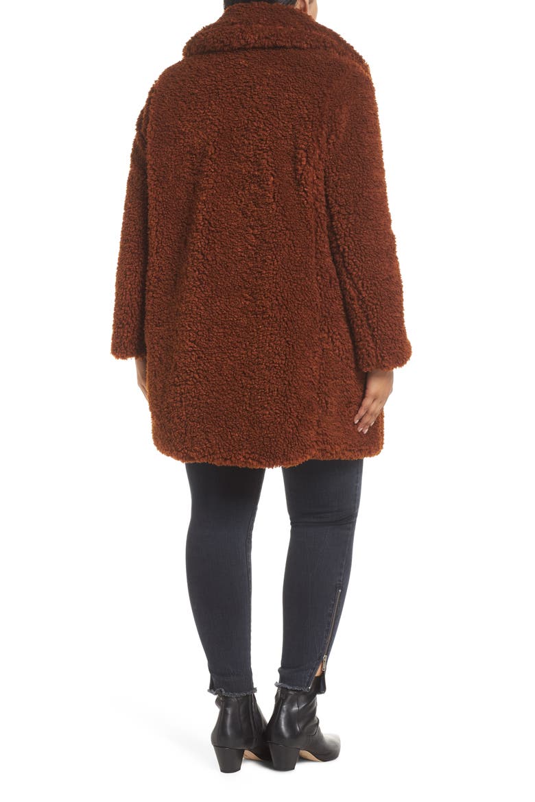 Faux Shearling Coat, Alternate, color, RUST