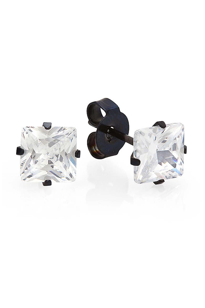 Cubic Zirconia Stud Earrings, Main, color, BLACK