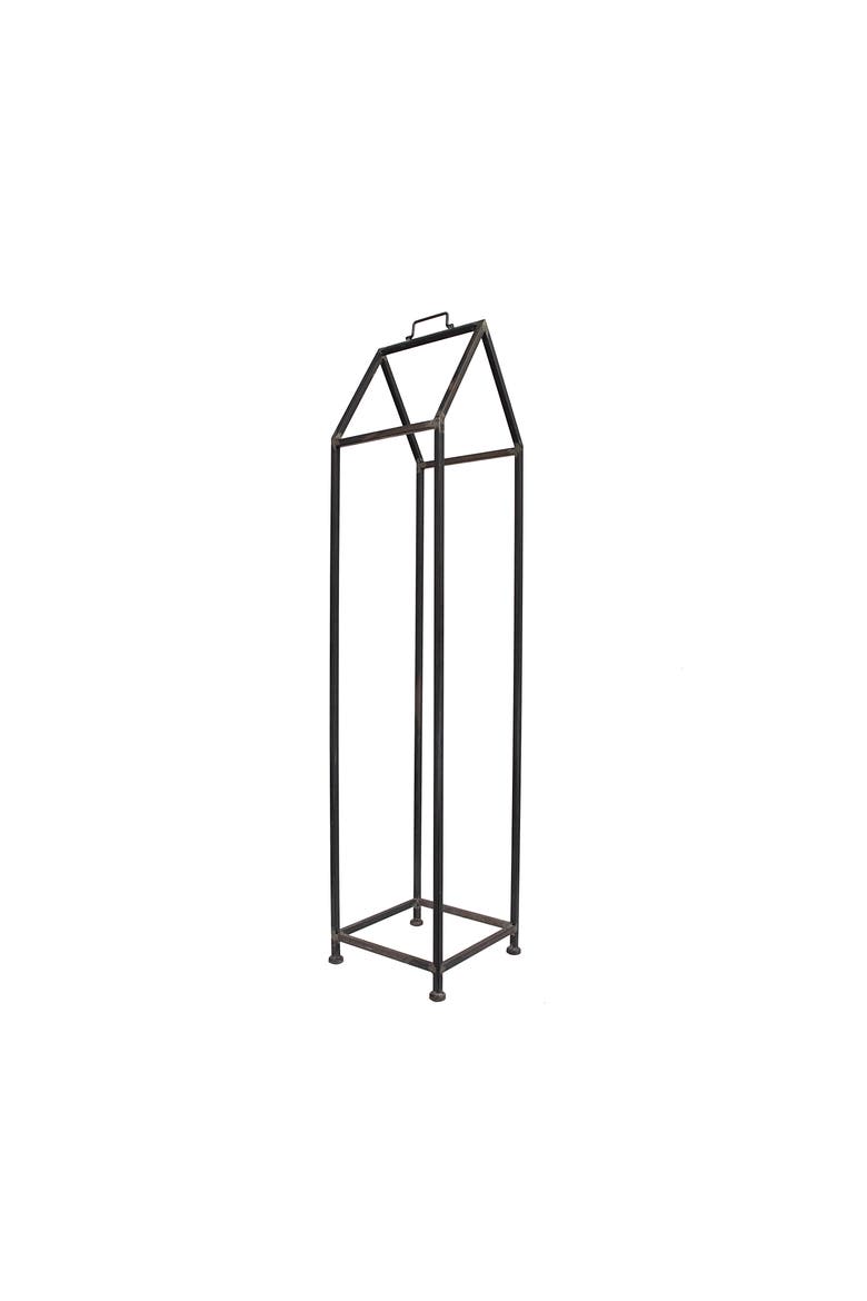 Metal House Shaped Fire Wood Holder with Handle, Black, Main, color, Grey