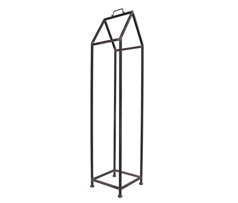 Metal House Shaped Fire Wood Holder with Handle, Black