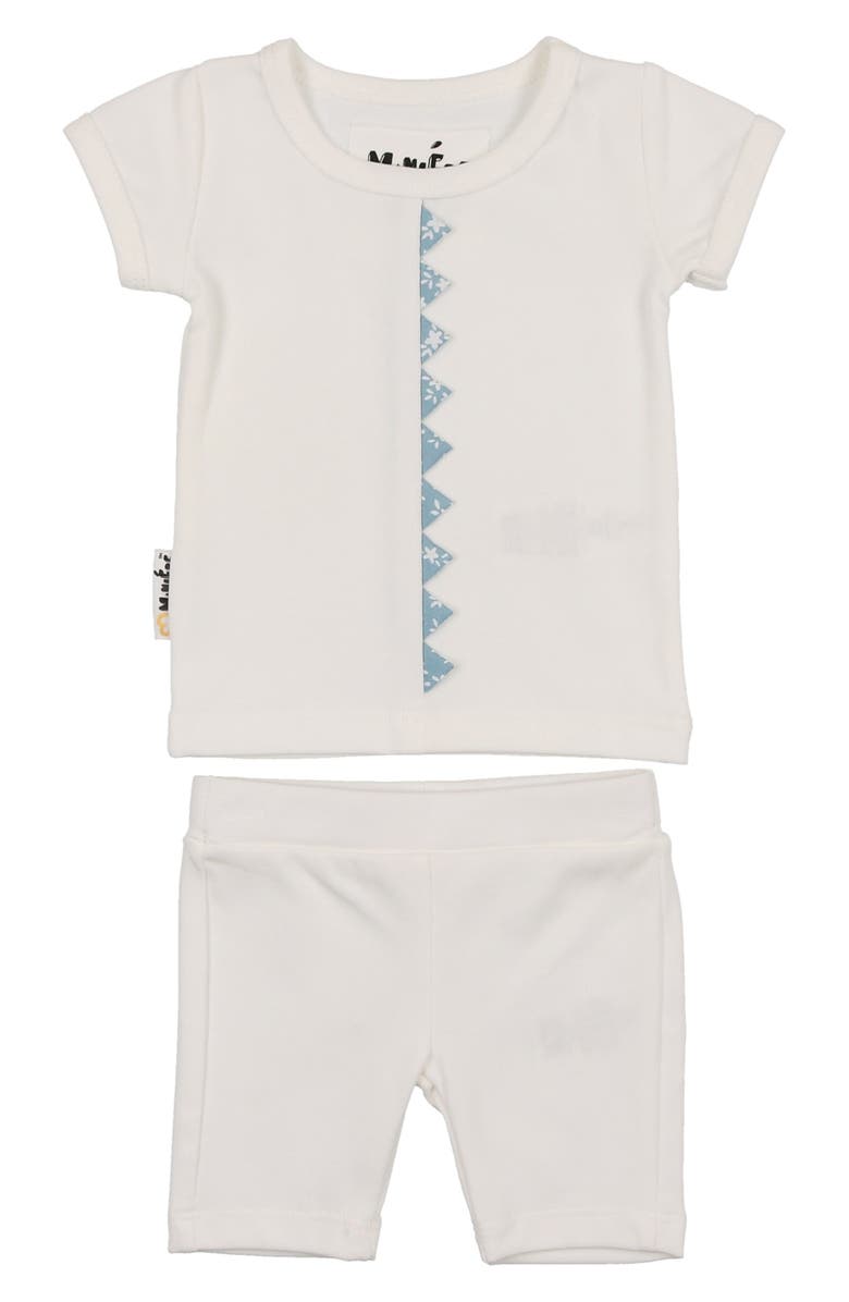 Manière Floral Triangle Trim Top & Shorts Set, Main, color, White/ Medium Blue