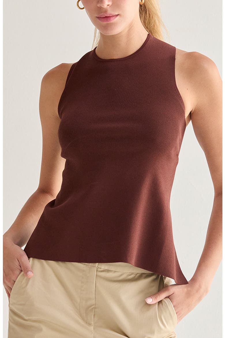 Cross Back Cut Out Knit Top, Alternate, color, Choco Brown