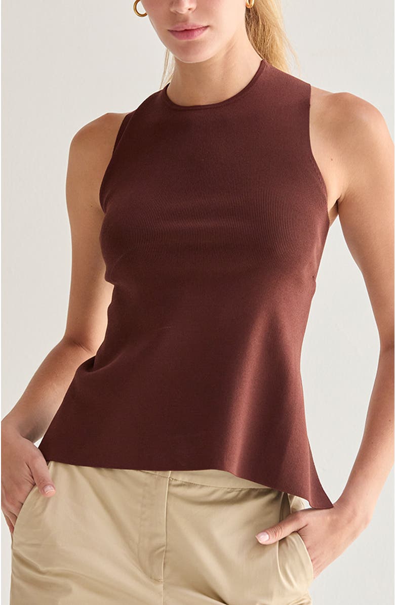 CRESCENT Cross Back Cut Out Knit Top, Alternate, color, Choco Brown