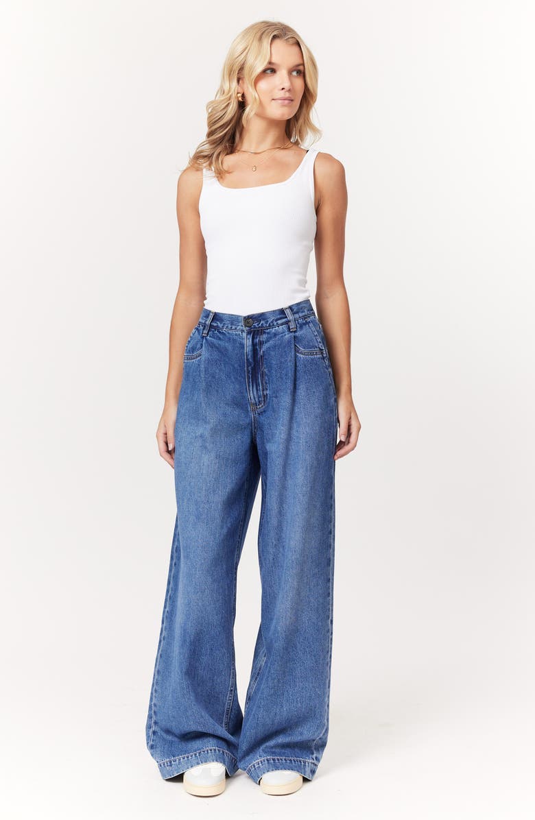 Scotch & Soda Pleated High Waist Wide Leg Trouser Jeans, Alternate, color, Two Bridges