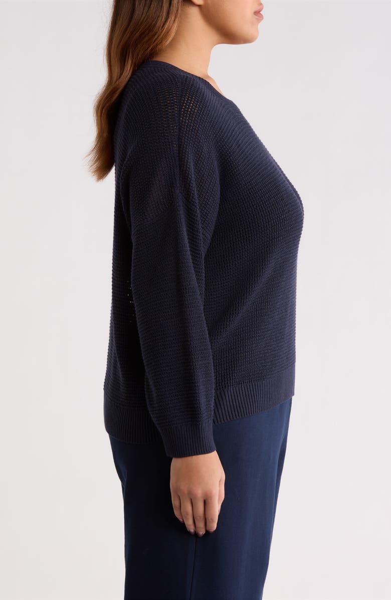 Eileen Fisher Waffle Knit Sweater, Alternate, color, Ink