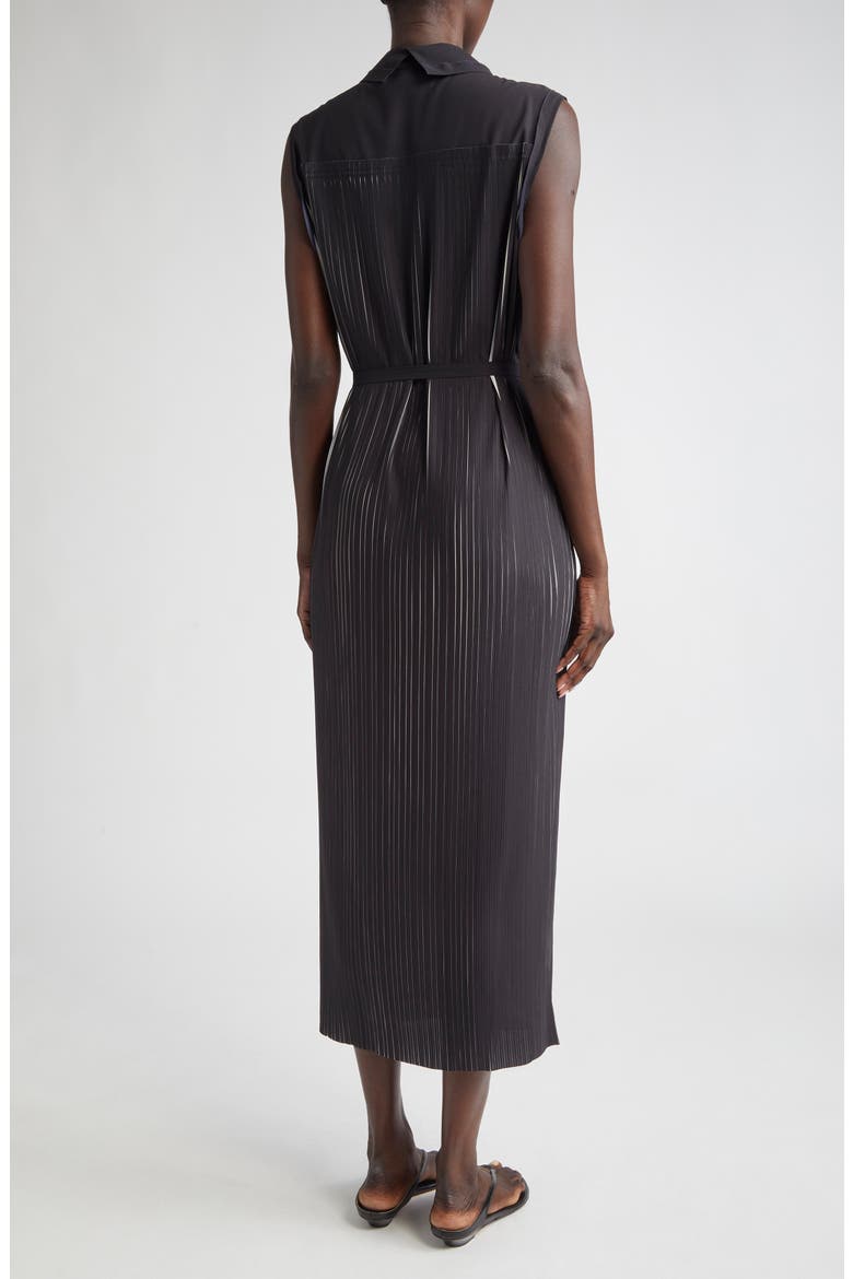 Bicolor Pleat Stripe Midi Dress, Alternate, color, CALICO/ BLACK