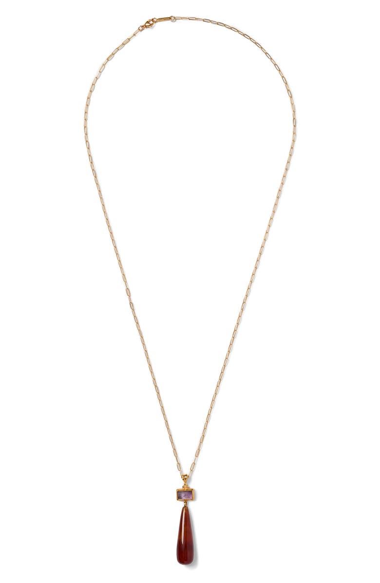 Chan Luu Messina Semiprecious Stone Pendant Necklace, Main, color, Red Agate