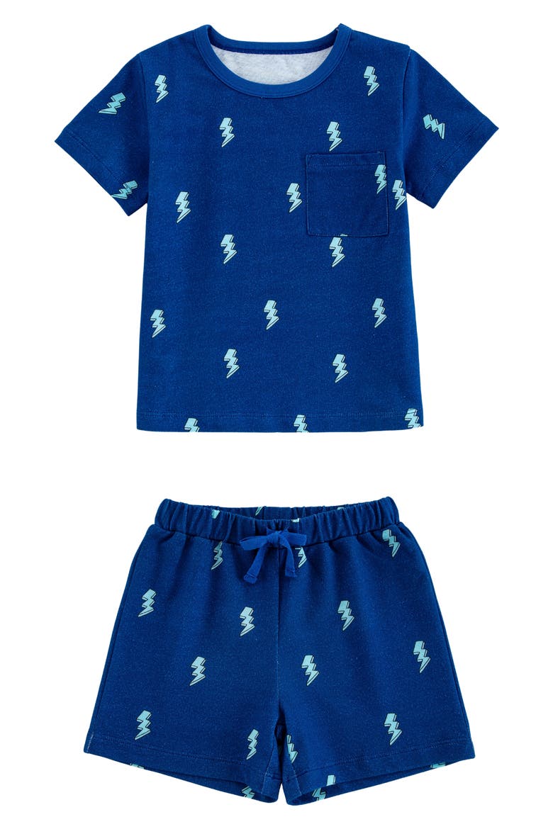 Kids' Print Cotton French Terry T-Shirt & Shorts Set, Main, color, BLUE