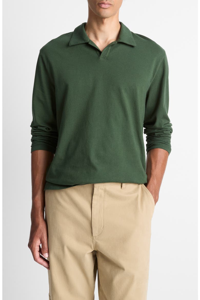 Garment Dyed Johnny Collar Long Sleeve Top, Alternate, color, WASHED DARK LEAF