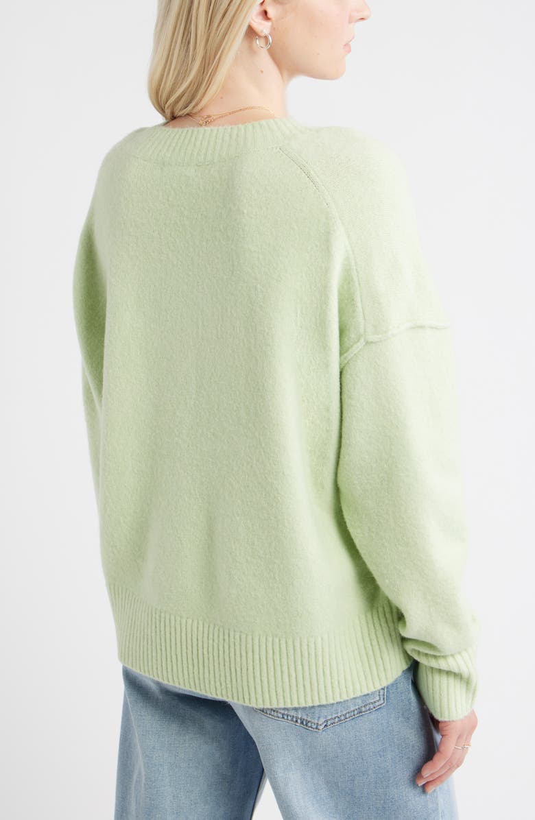 BP. Oversize Cozy V-Neck Sweater, Alternate, color, Green Seacrest