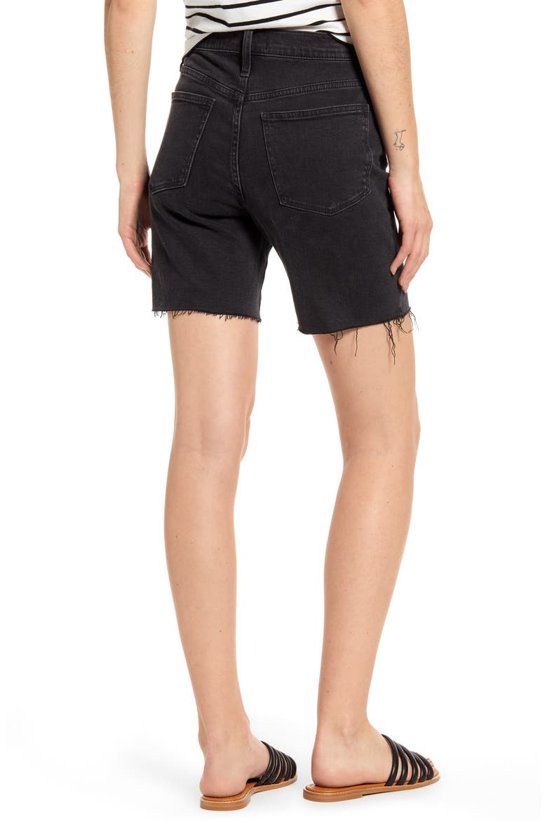 High Waist Mid Length Denim Shorts, Alternate, color, LUNAR