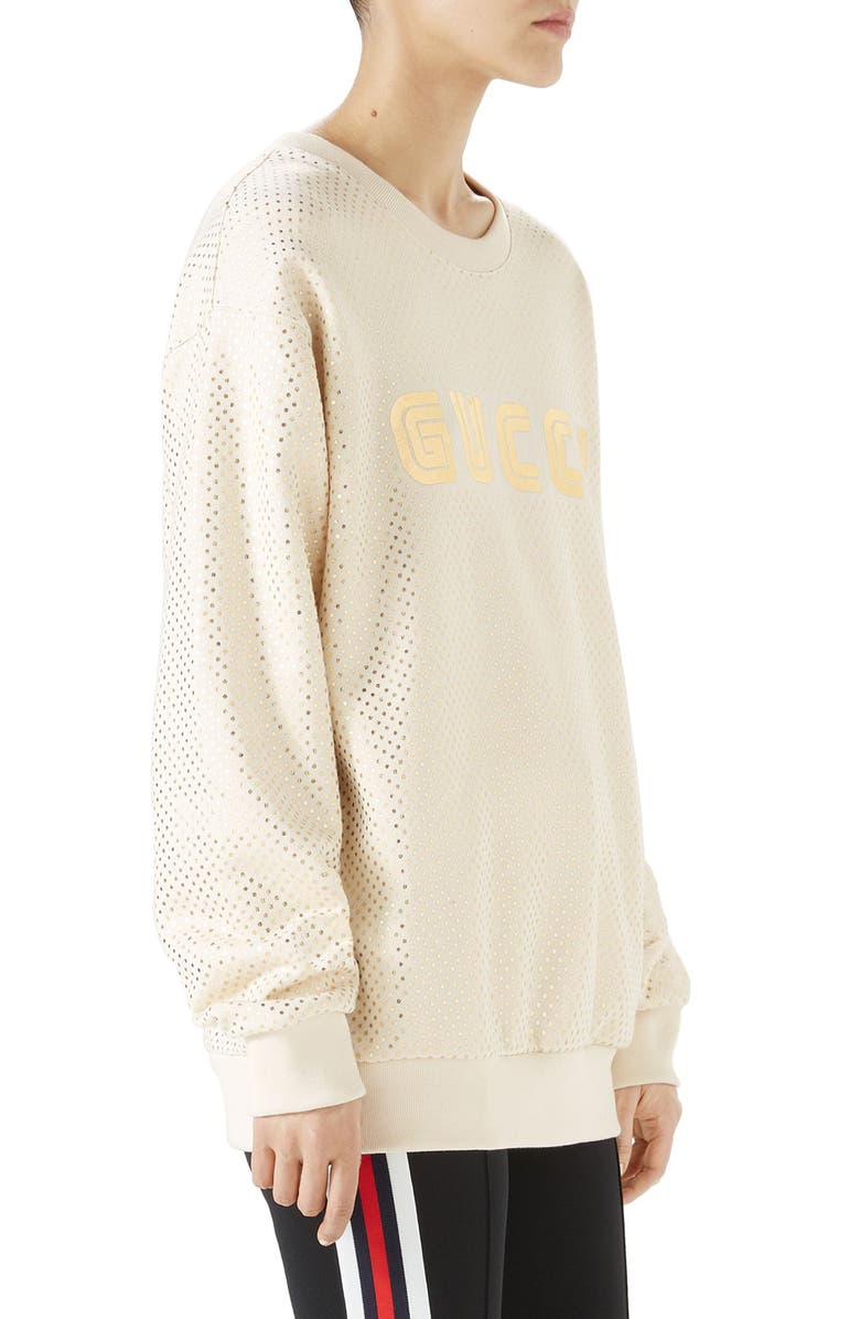 Gucci Metallic Logo Sweatshirt, Alternate, color, 