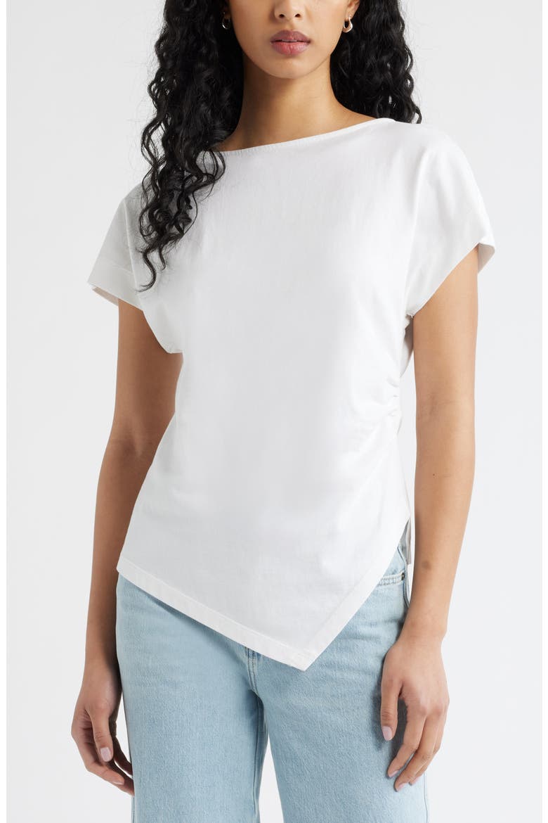 Asymmetric Cotton T-Shirt, Main, color, WHITE