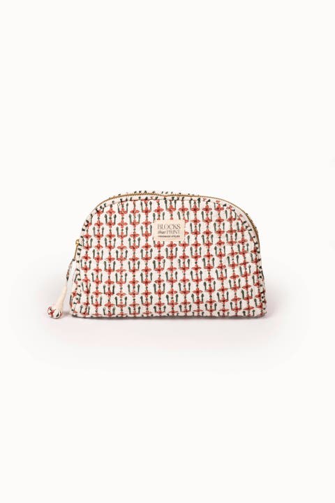 Block Print Quilted Travel Pouch