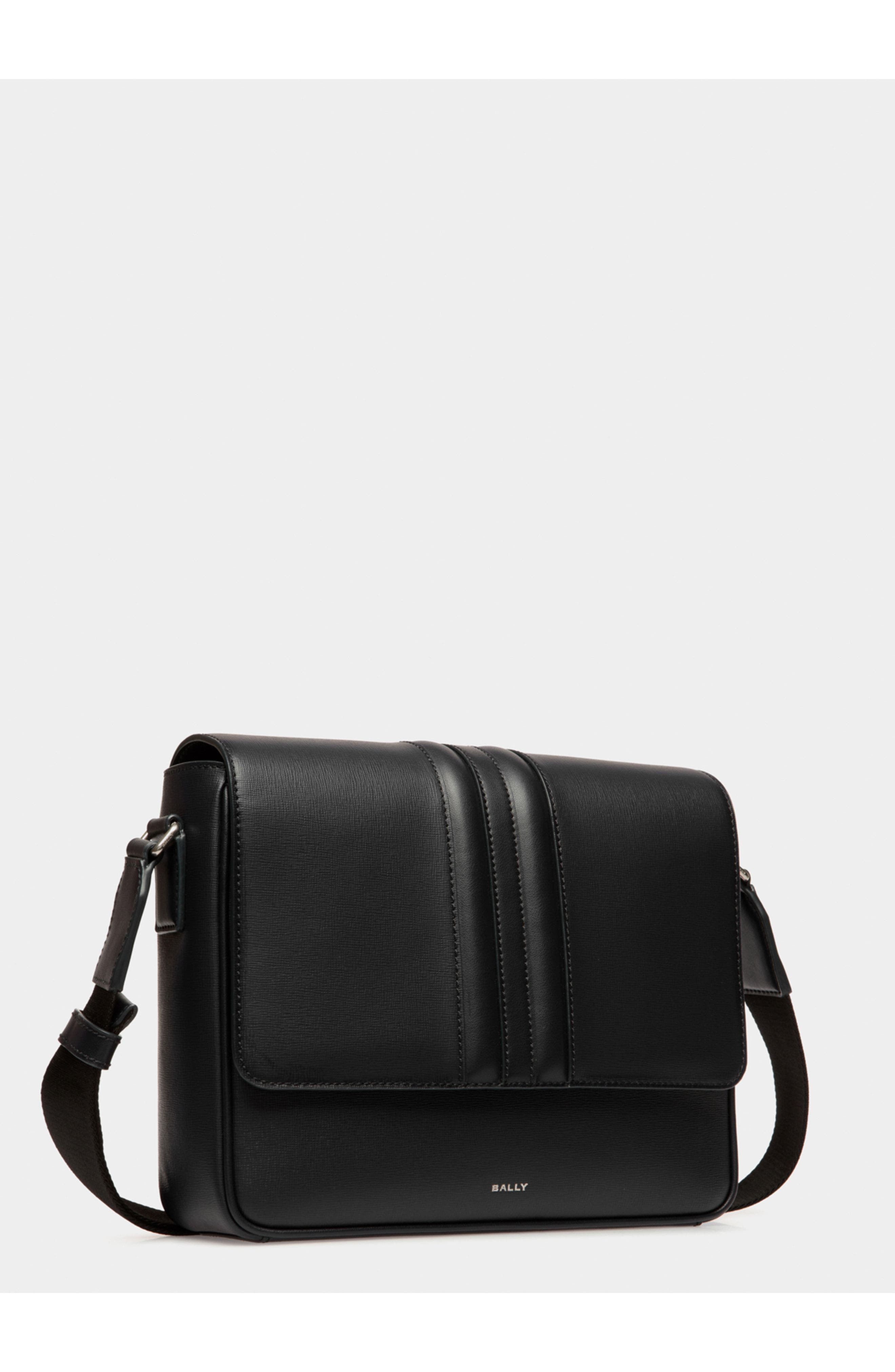 Bally Crossbody Bag in Recycled Leather, Alternate, color, Black+Palladio