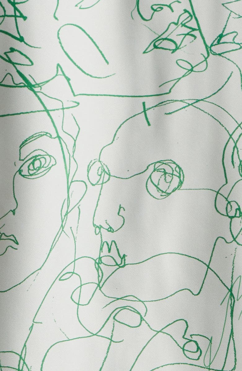 Bottega Veneta Doodle Print Twill Short Sleeve Button-Up Shirt, Alternate, color, 1382 Pearl Grey/ Grass