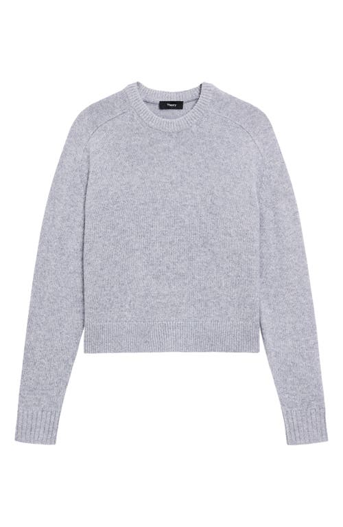Theory Cashmere Crewneck Crop Sweater In Gray