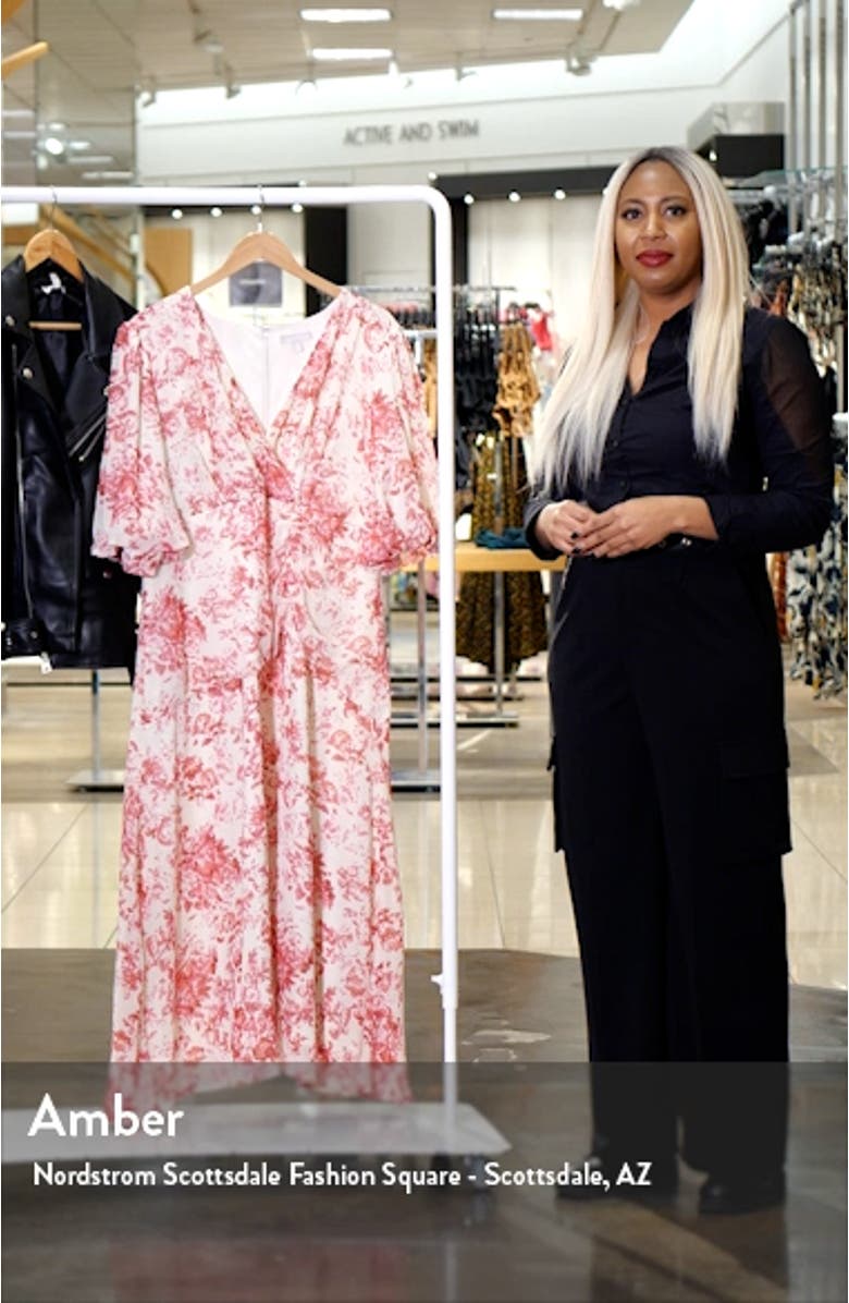 Forget Me Not Floral Print Puff Sleeve Midi Dress, sales video thumbnail