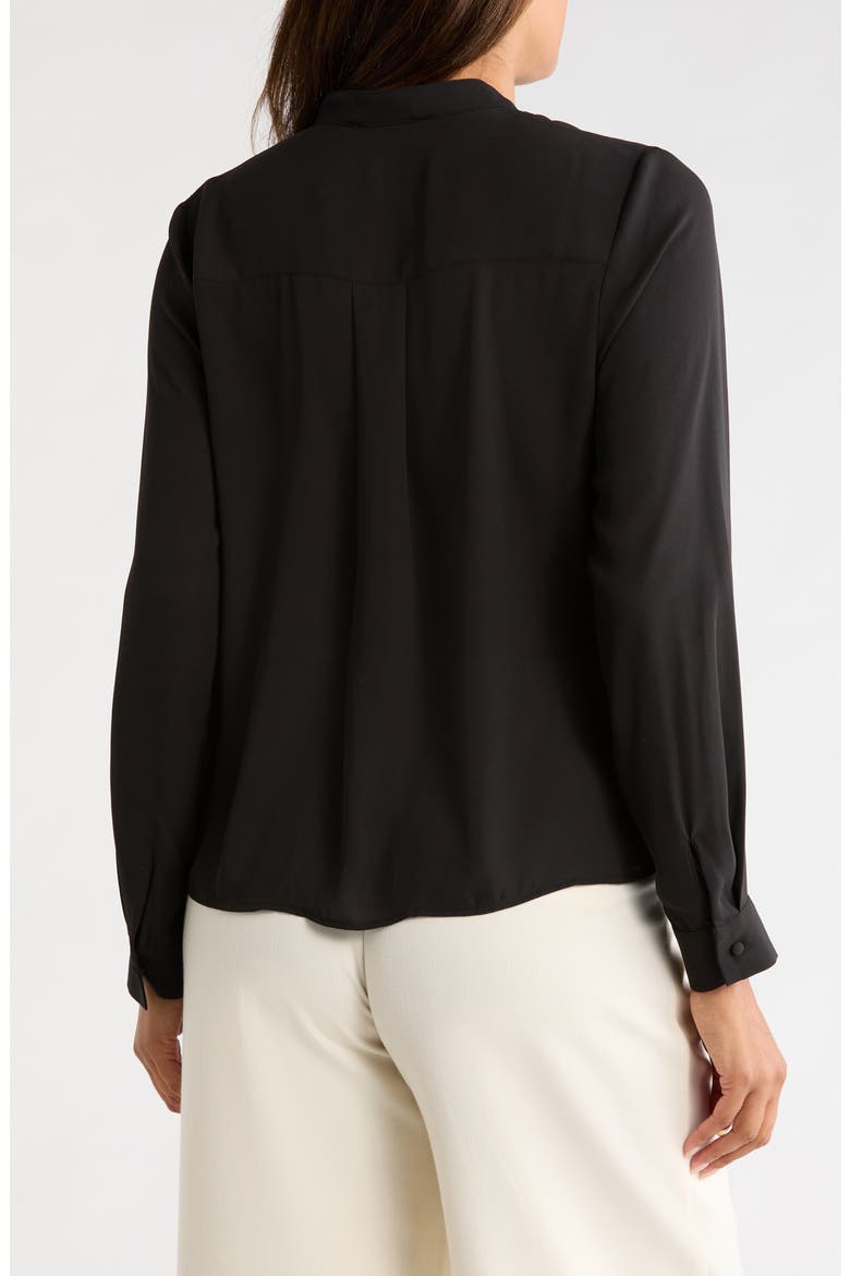 Ruffle Front Georgette Top, Alternate, color, BLACK