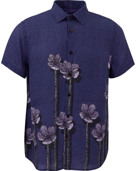 Crafty Floral Short Sleeve Fine Linen Shirt