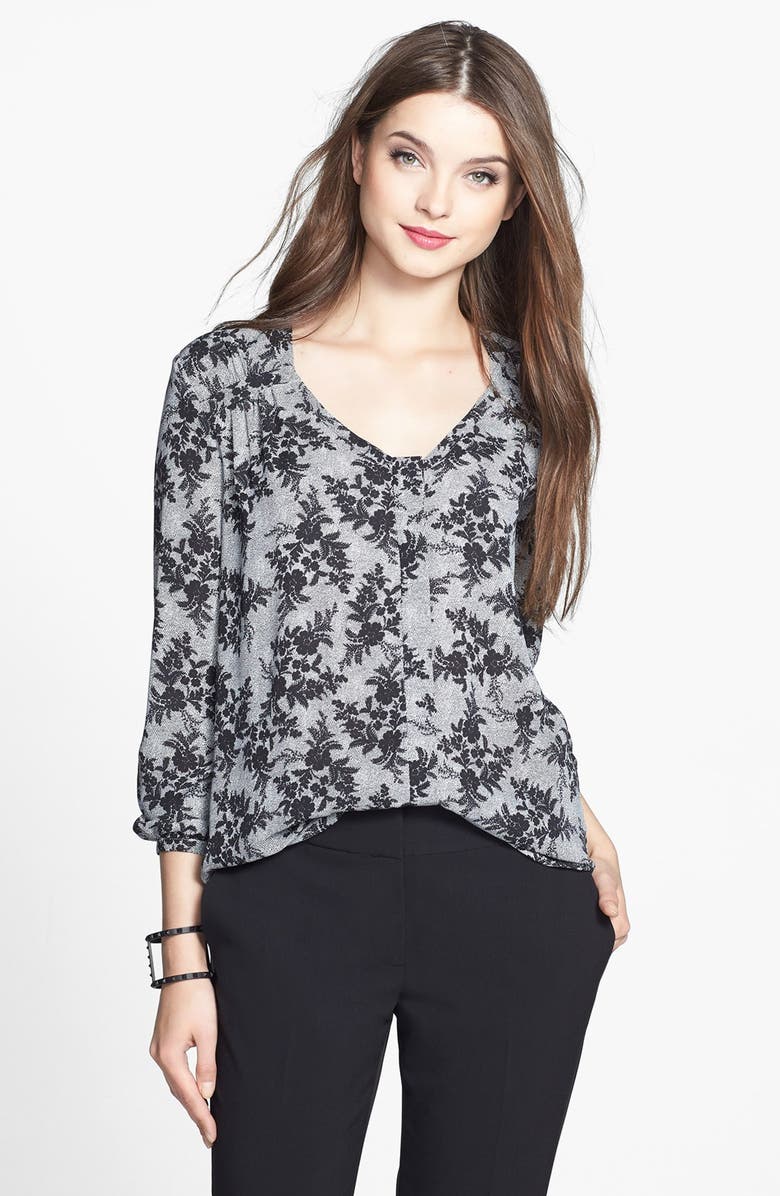 Vince Camuto Lace Print Scoop Neck Blouse, Main, color, 