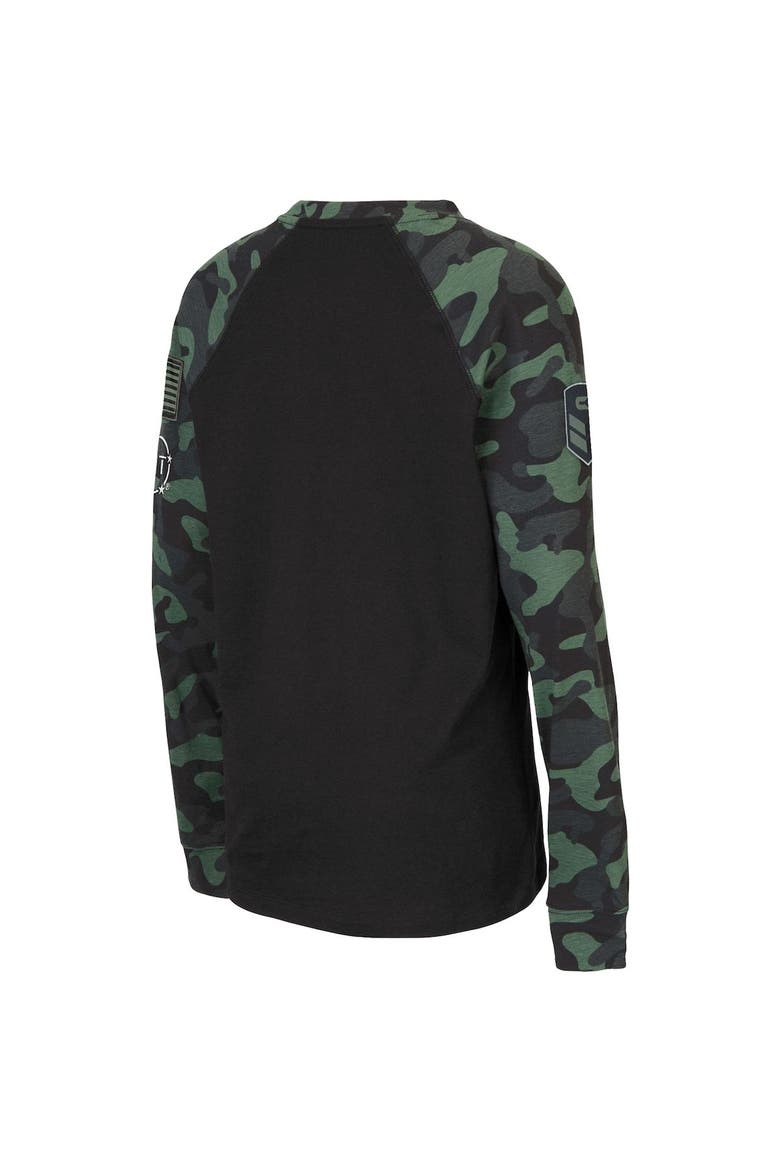 Youth Colosseum Black/Camo Arizona State Sun Devils OHT Military Appreciation Raglan Long Sleeve T-Shirt, Alternate, color, Black